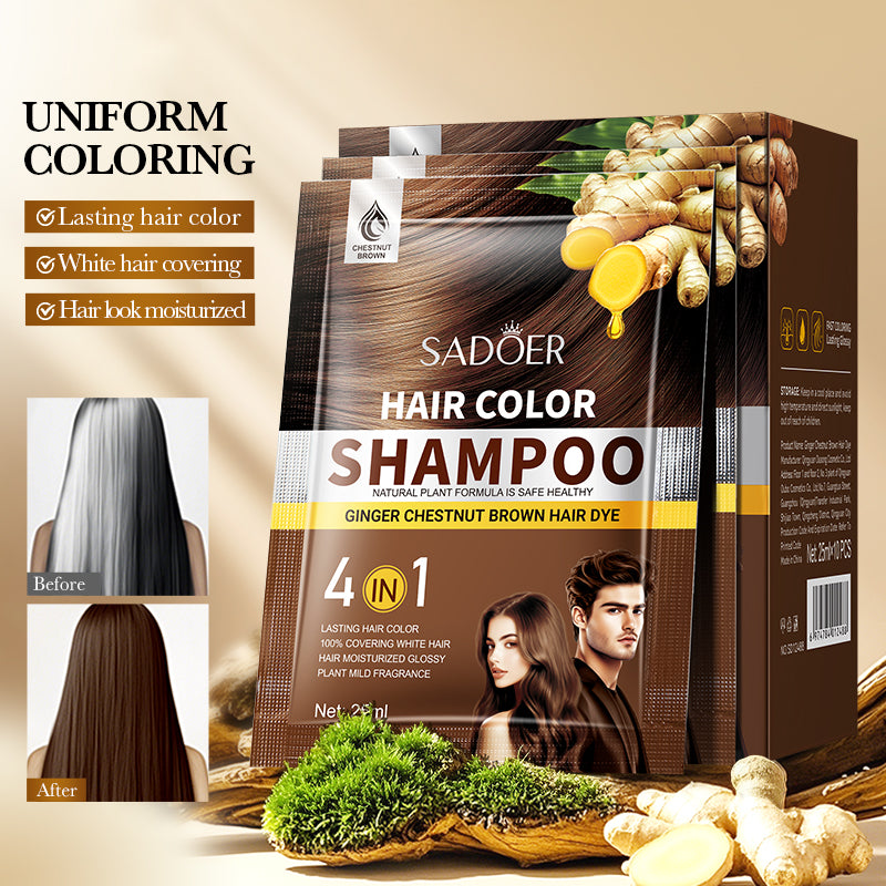 SADOER Ginger Plant Extract Hair Dye (Chestnut Brown) 25ml*10PCS