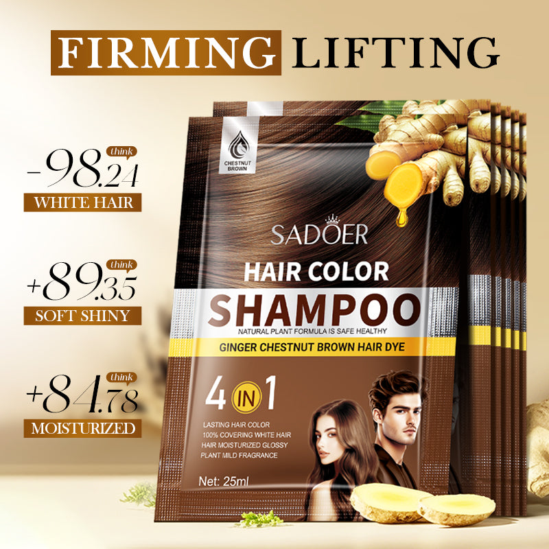 SADOER Ginger Plant Extract Hair Dye (Chestnut Brown) 25ml*10PCS