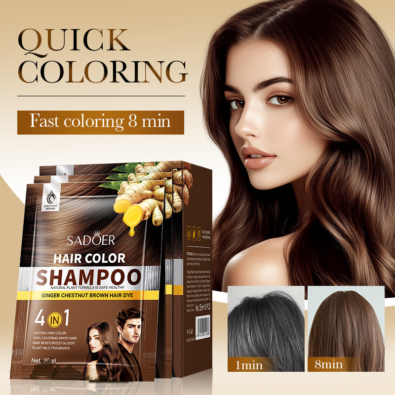 SADOER Ginger Plant Extract Hair Dye (Chestnut Brown) 25ml*10PCS