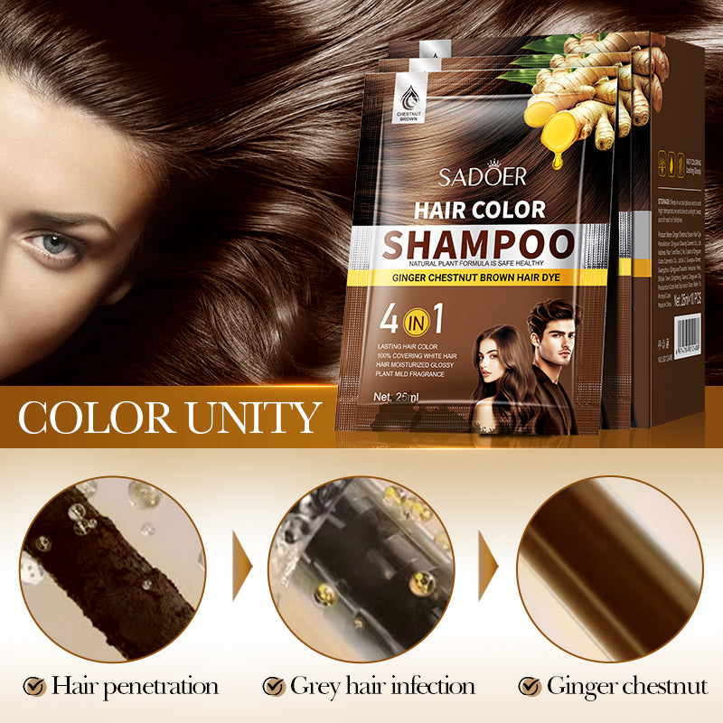 SADOER Ginger Plant Extract Hair Dye (Chestnut Brown) 25ml*10PCS
