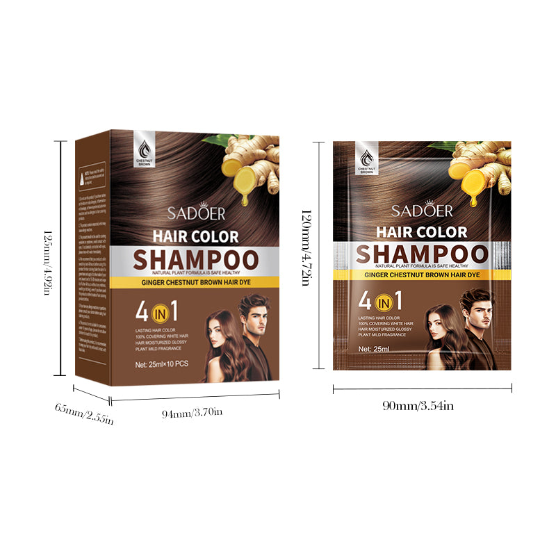 SADOER Ginger Plant Extract Hair Dye (Chestnut Brown) 25ml*10PCS