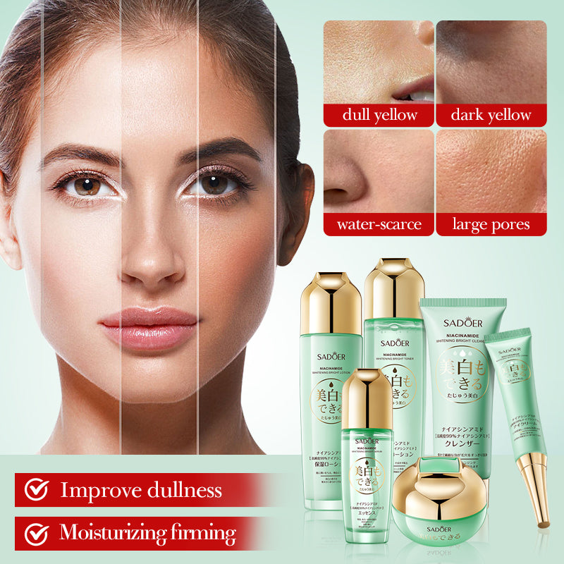 SADOER Niacinamide Whitening Brightening Skincare Gift Box 100g+130ml+100ml+40ml+20g+50g