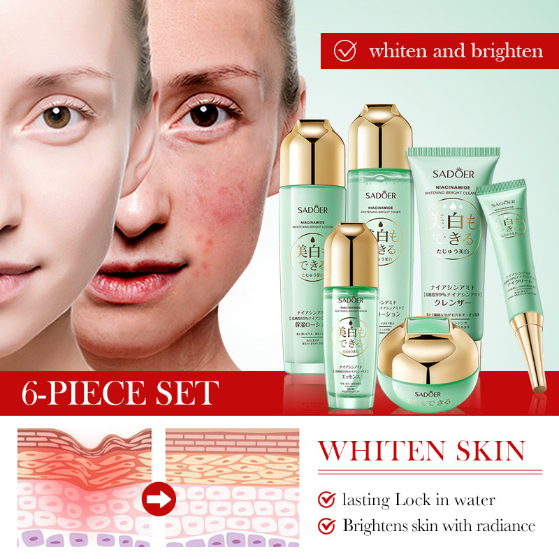 SADOER Niacinamide Whitening Brightening Skincare Gift Box 100g+130ml+100ml+40ml+20g+50g