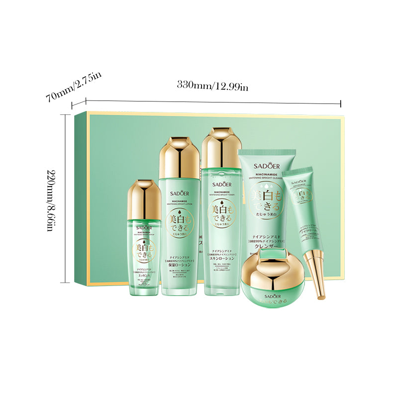 SADOER Niacinamide Whitening Brightening Skincare Gift Box 100g+130ml+100ml+40ml+20g+50g