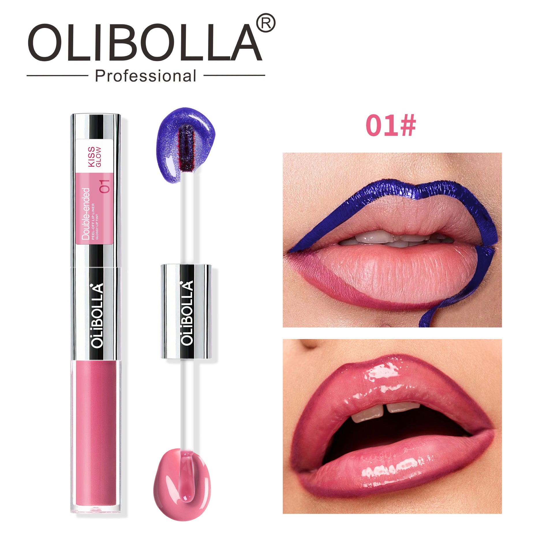 Pearlescent Blue Dual-ended Peel-off Lip Gloss & Lip Liner