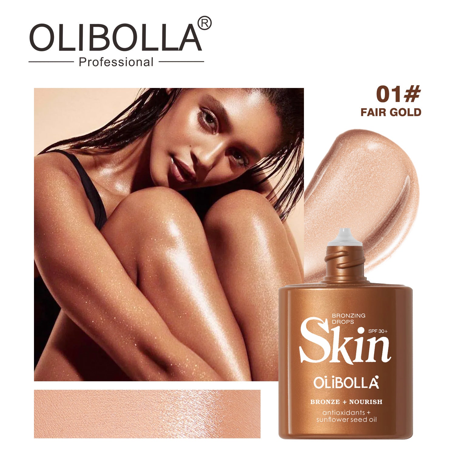 OLIBOLLA 4-Color Bronze Body Highlighter & Contour Liquid