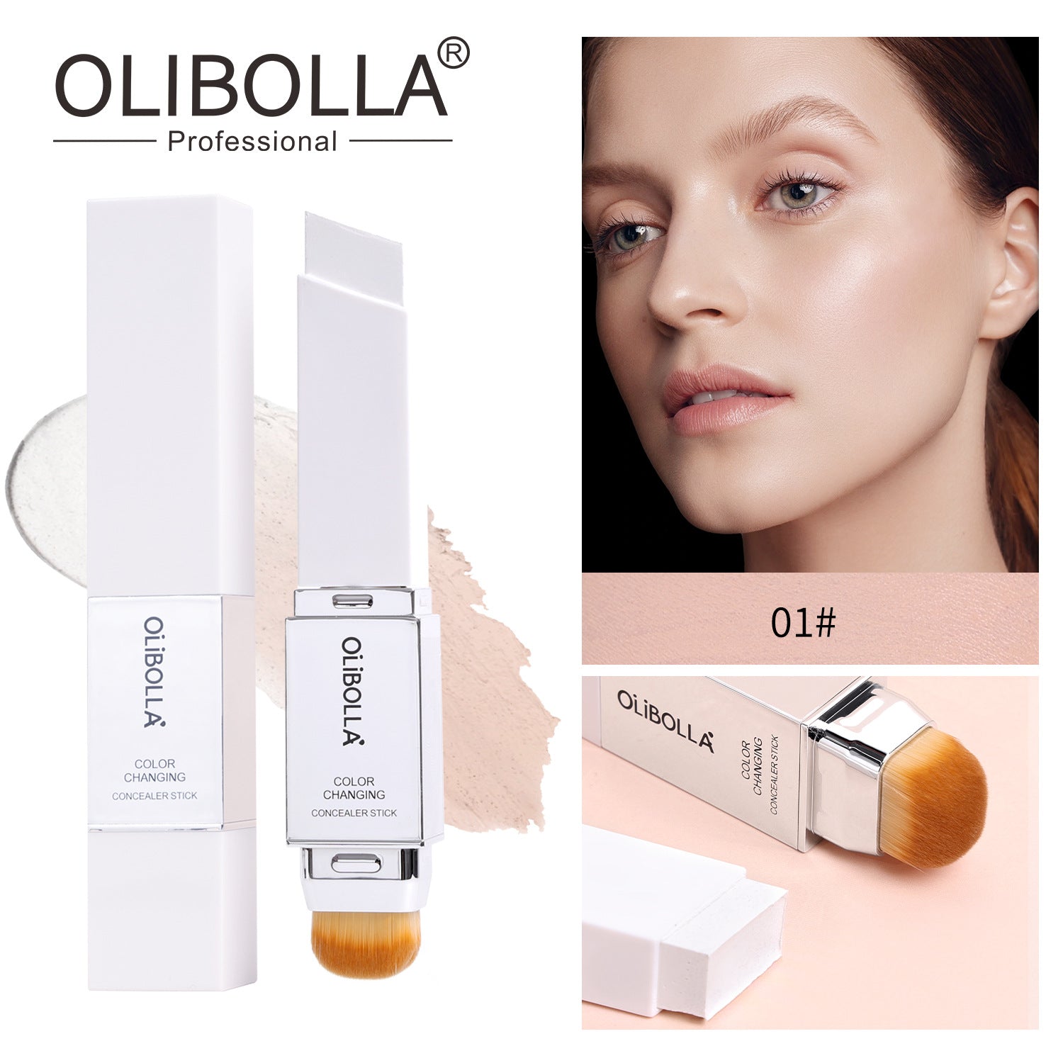 OLIBOLLA Color-Changing Foundation Stick, Brightening Foundation Cream