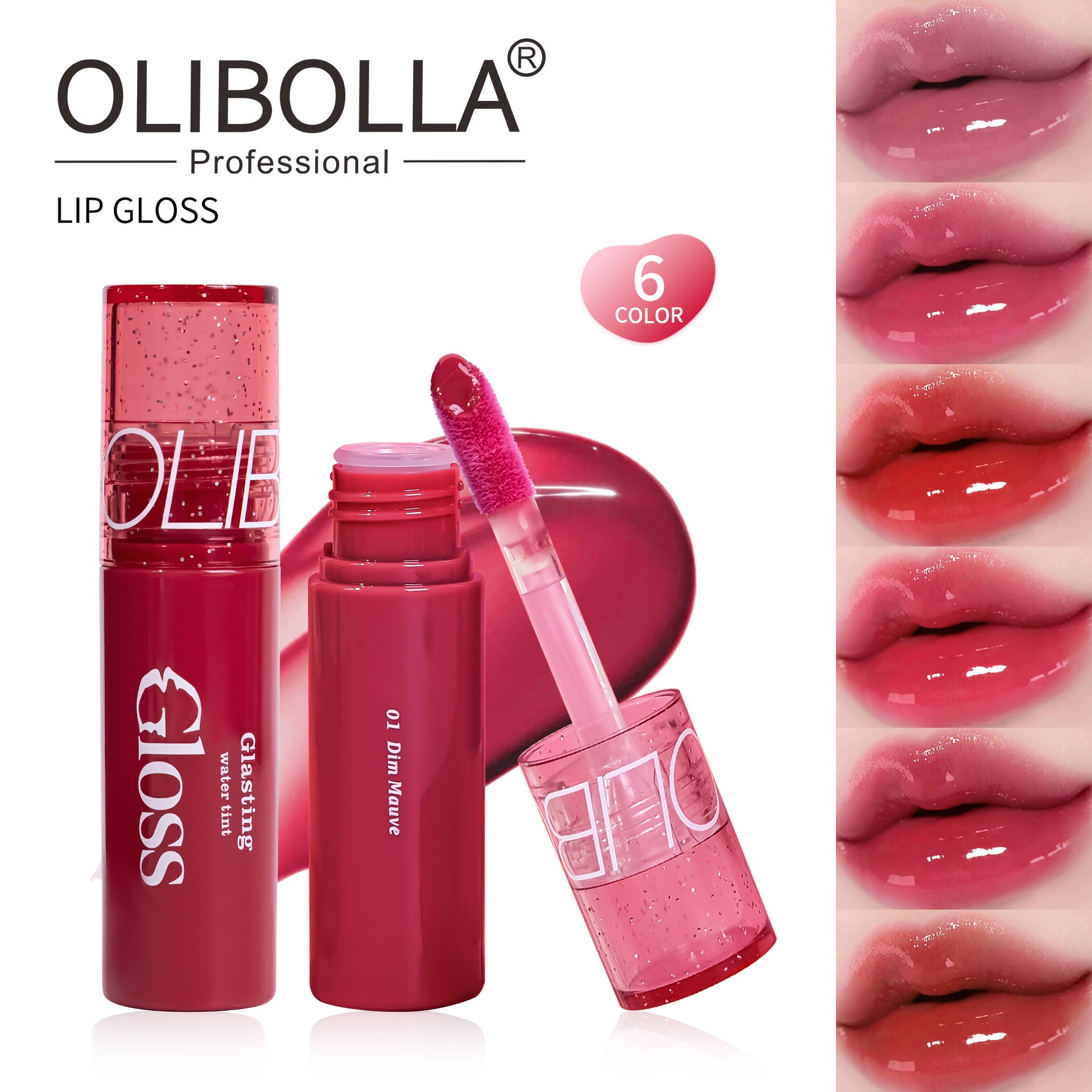 OLIBOLLA Glowing Mirror Lip Gloss Large Brush Natural Look Lipstick
