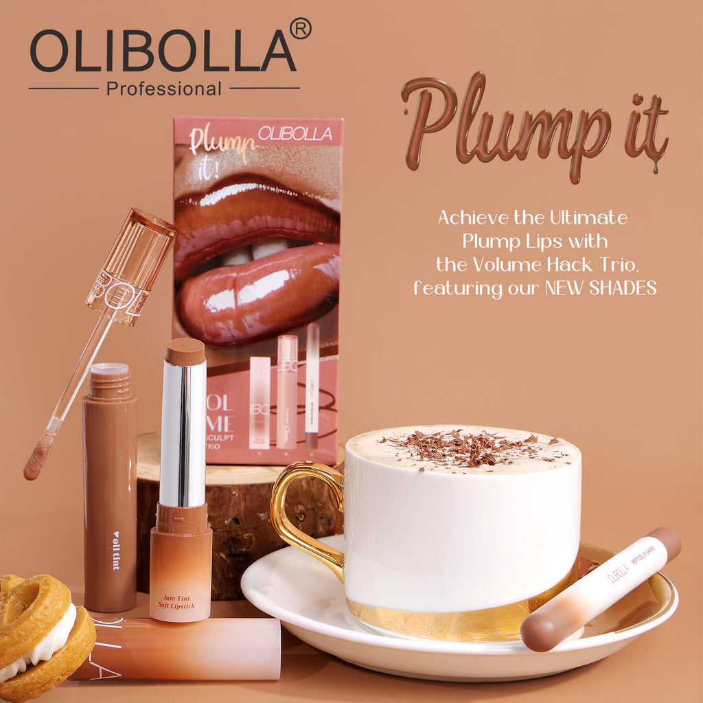 OLIBOLLA Waterproof Makeup Set: Glossy Lip Glaze + Matte Lip Liner + Lipstick