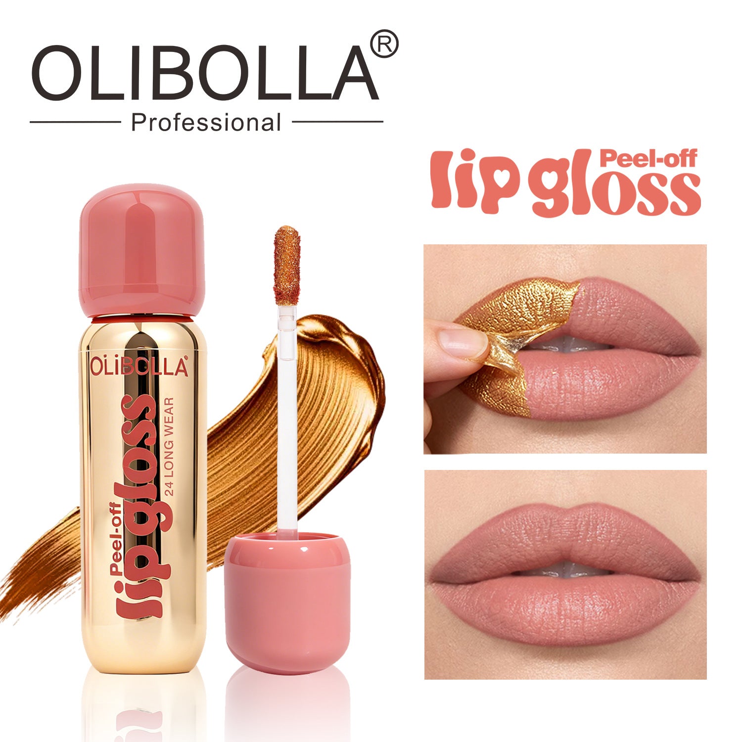 OLIBOLLA Matte Gold Peel-off Lip Liner Gloss Waterproof Long-lasting