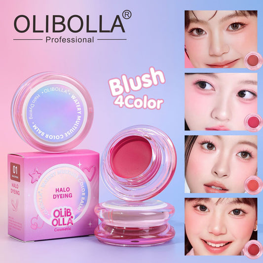 OLIBOLLA Matte & Glossy 4-Color Blush Cream, Rouge, Stereo Blush Mud