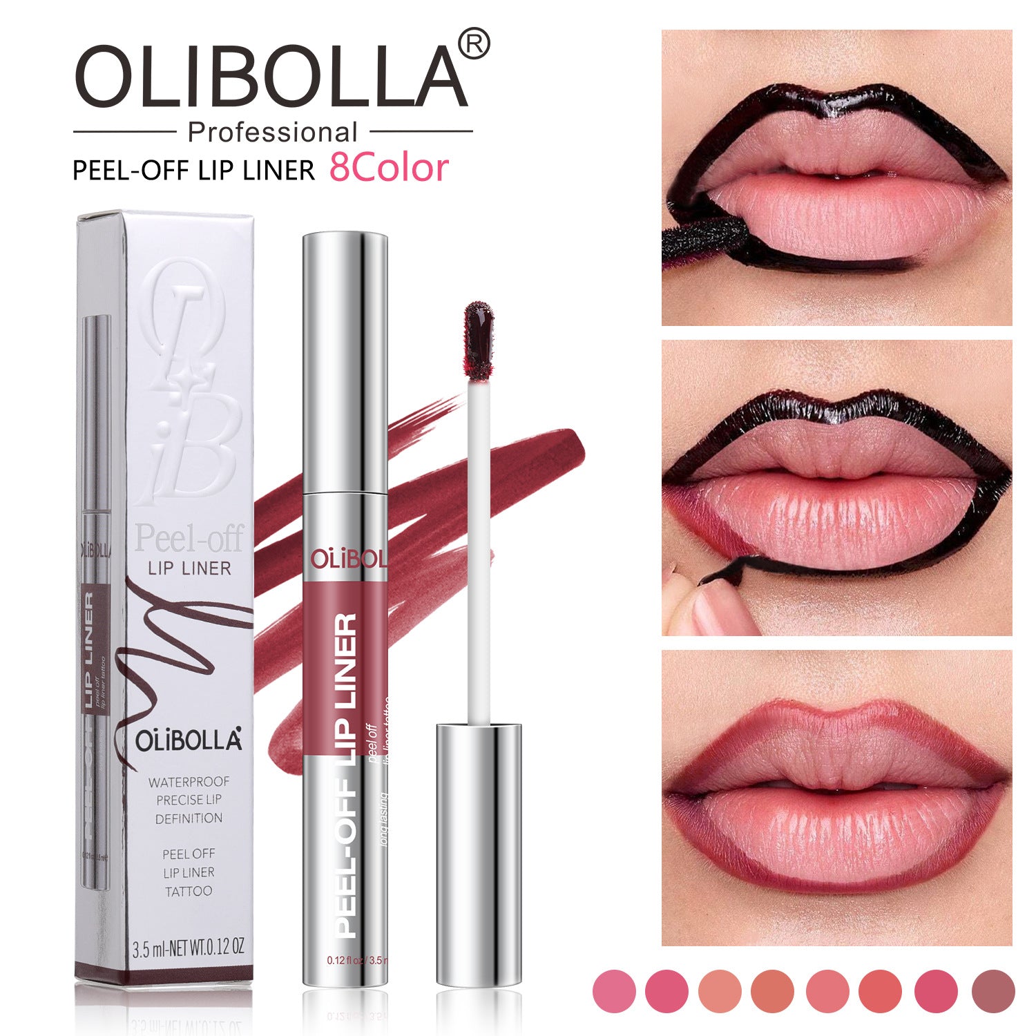 Olibolla 8 Colors Matte Lip Gloss Long-lasting Lip Liner