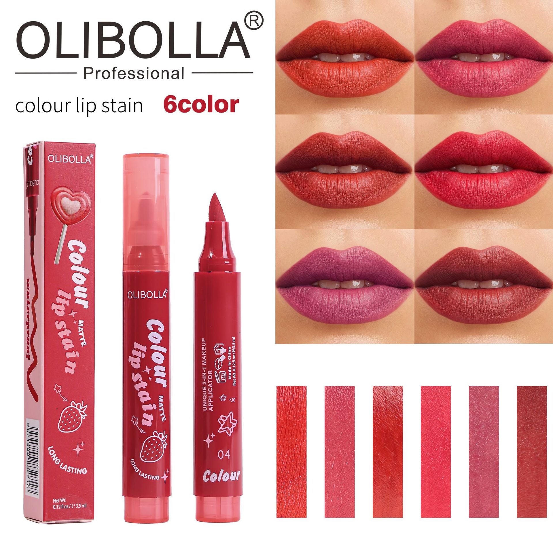 OLIBOLLA 6 Colors Matte Lip Liner Lipstick Long Lasting No Fade