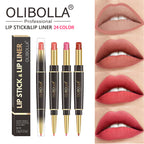 OLIBOLLA 24 Colors Double-ended Lipstick Liner Shimmer Waterproof