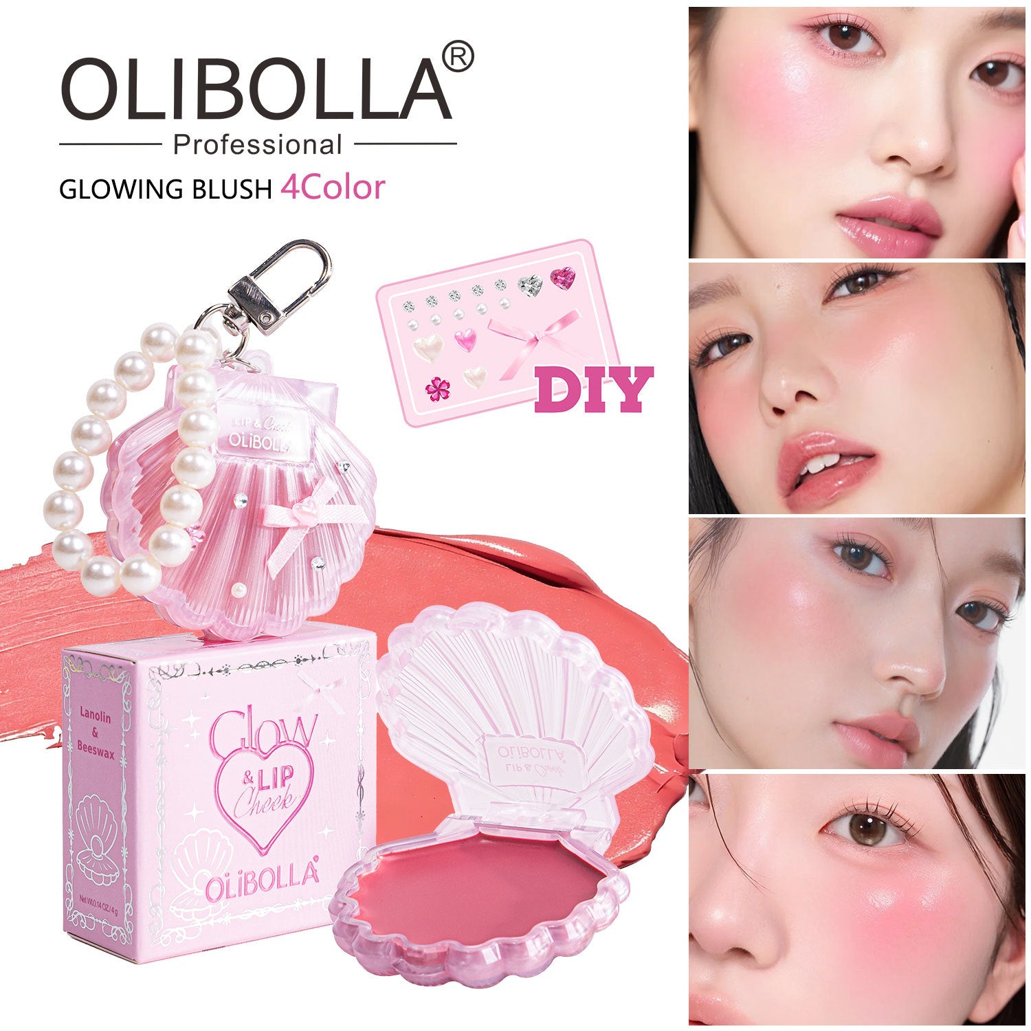 OLIBOLLA Shell Blush Balm, Multi-Use Lip & Cheek