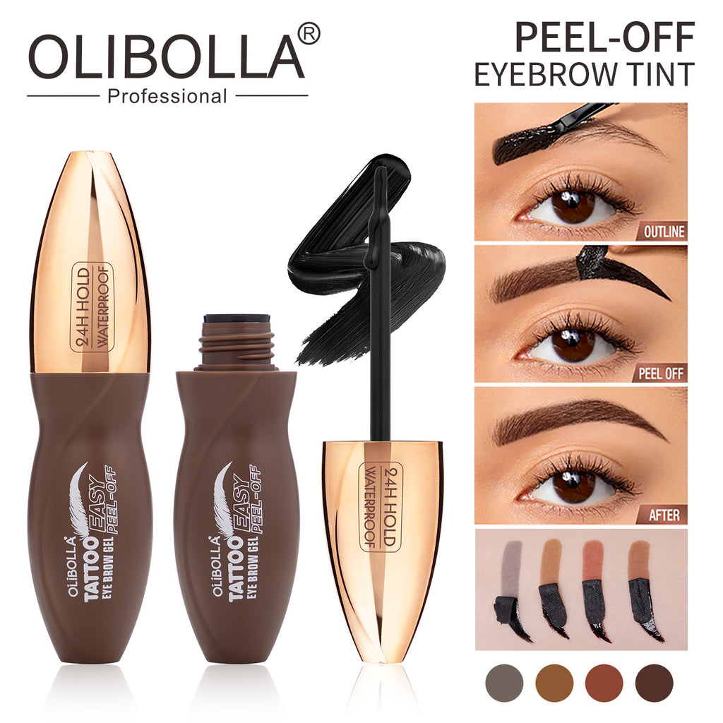 OLIBOLLA 4-Color Peel-Off Eyebrow Tint, Semi-Permanent Brow Gel.