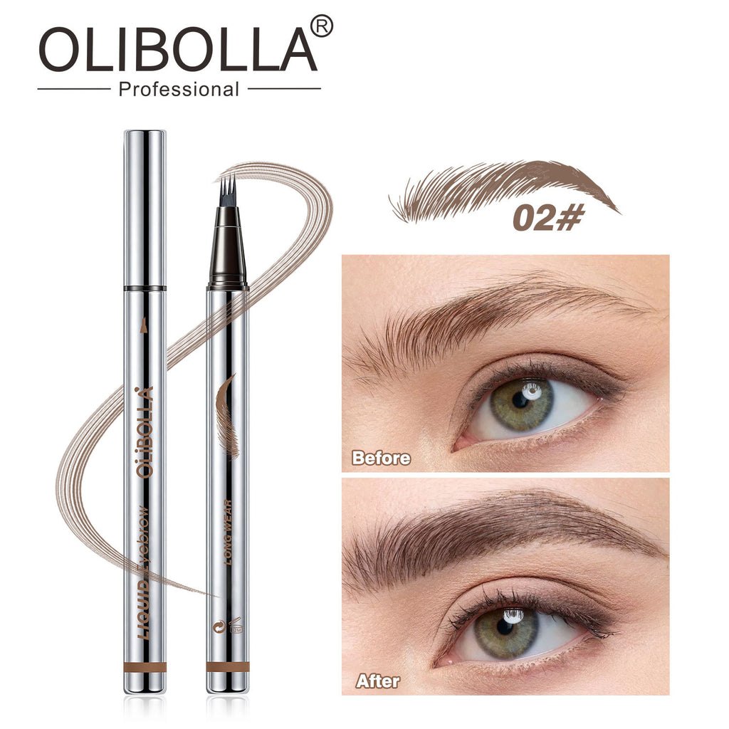 OLIBOLLA Four-Fork Liquid Eyebrow Pencil, Long-Lasting, Smudge-Proof, Waterproof & Sweat-Proof Brow Gel