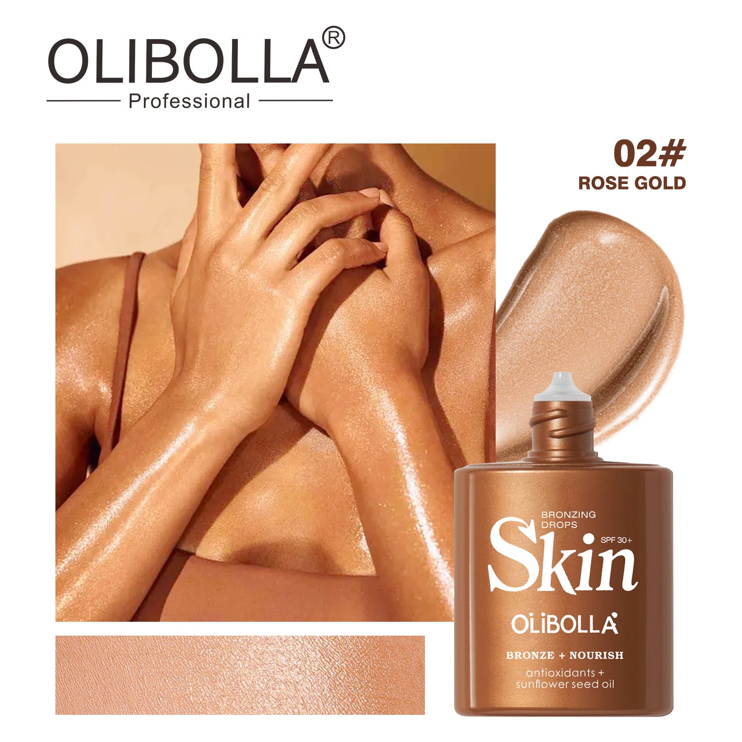 OLIBOLLA 4-Color Bronze Body Highlighter & Contour Liquid