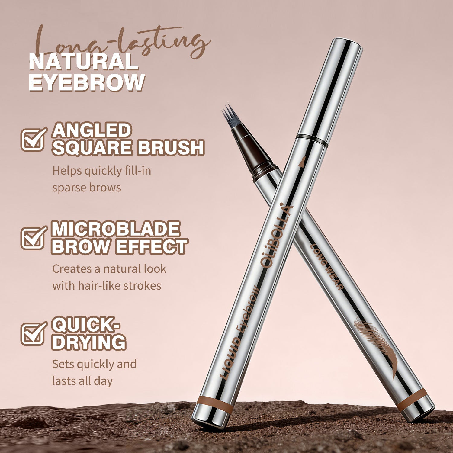 OLIBOLLA Four-Fork Liquid Eyebrow Pencil, Long-Lasting, Smudge-Proof, Waterproof & Sweat-Proof Brow Gel