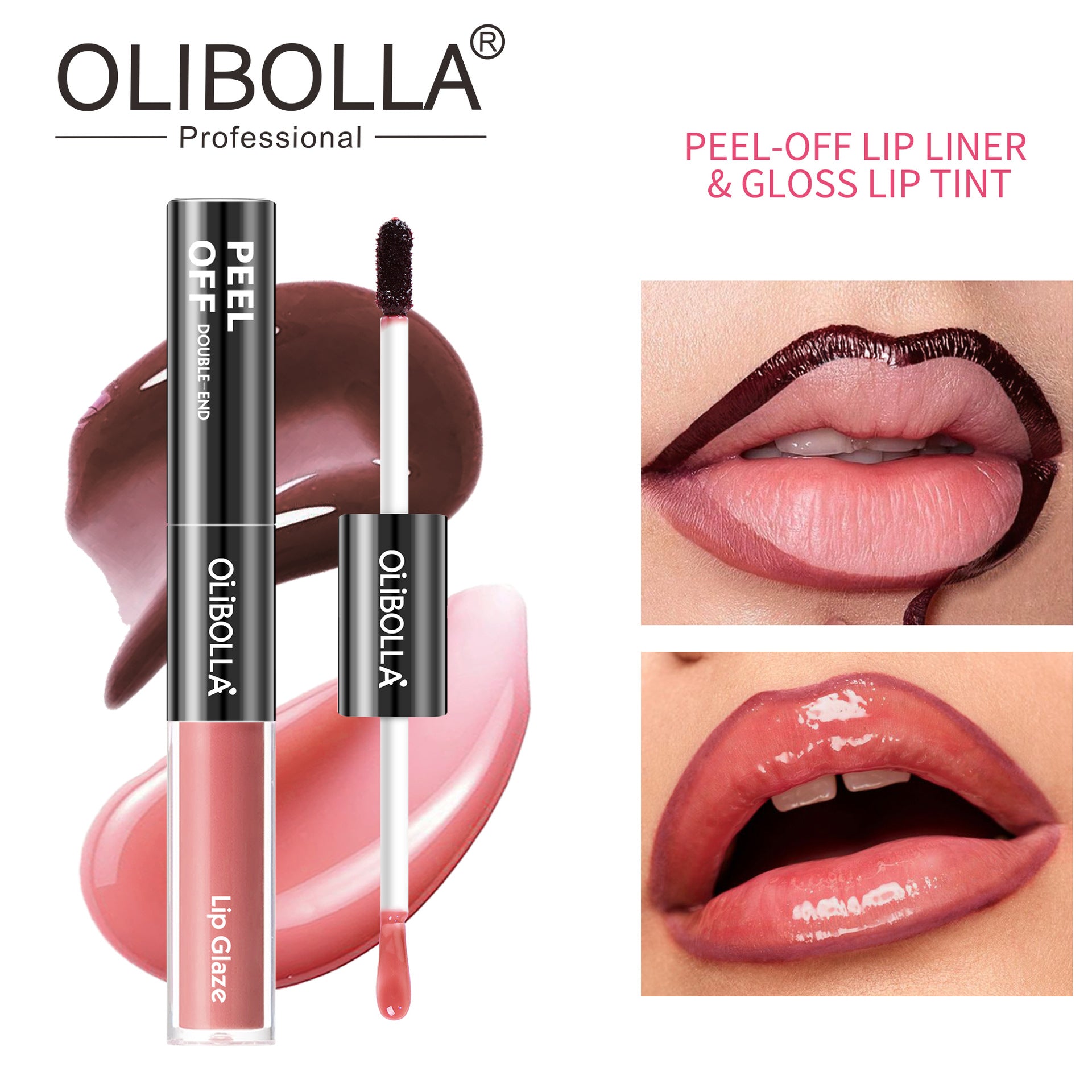 OLIBOLLA Double-ended Peel-off Lip Gloss Waterproof Long-lasting Lip Liner