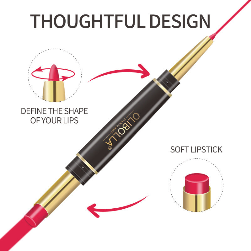 OLIBOLLA 24 Colors Double-ended Lipstick Liner Shimmer Waterproof