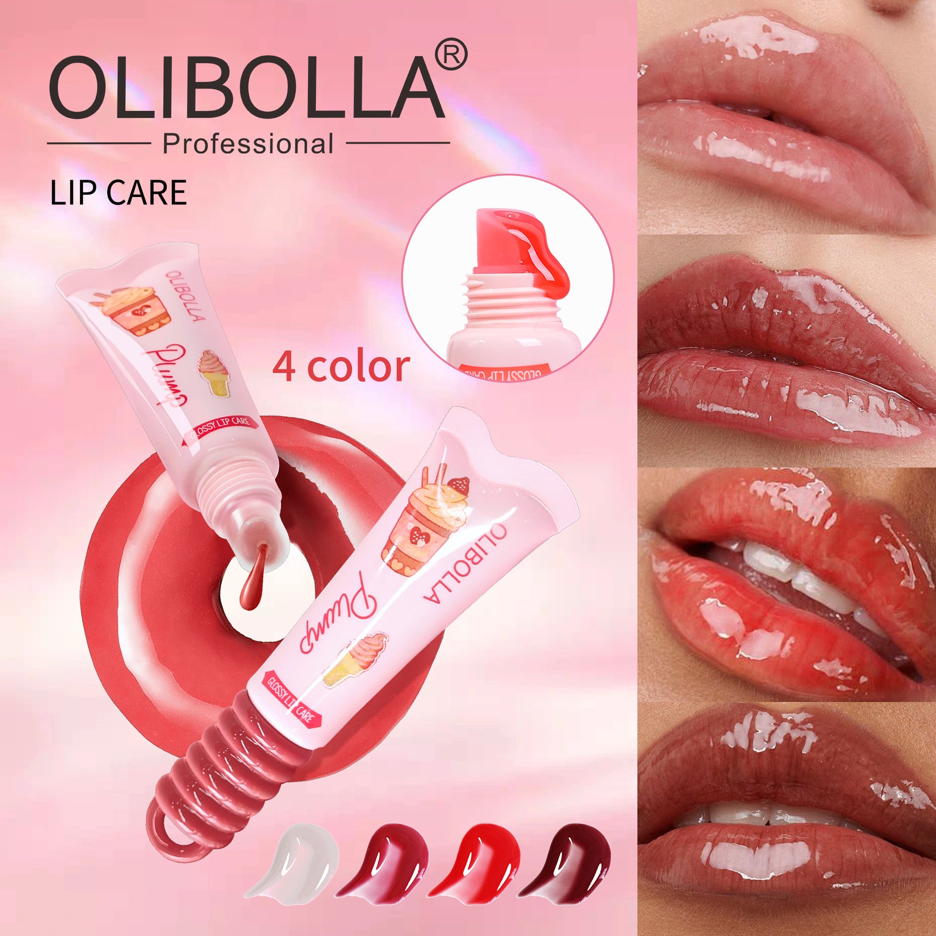 OLIBOLLA Glossy Mirror Lip Balm Long Lasting Moisturizing Non-stick Cup Lip Color