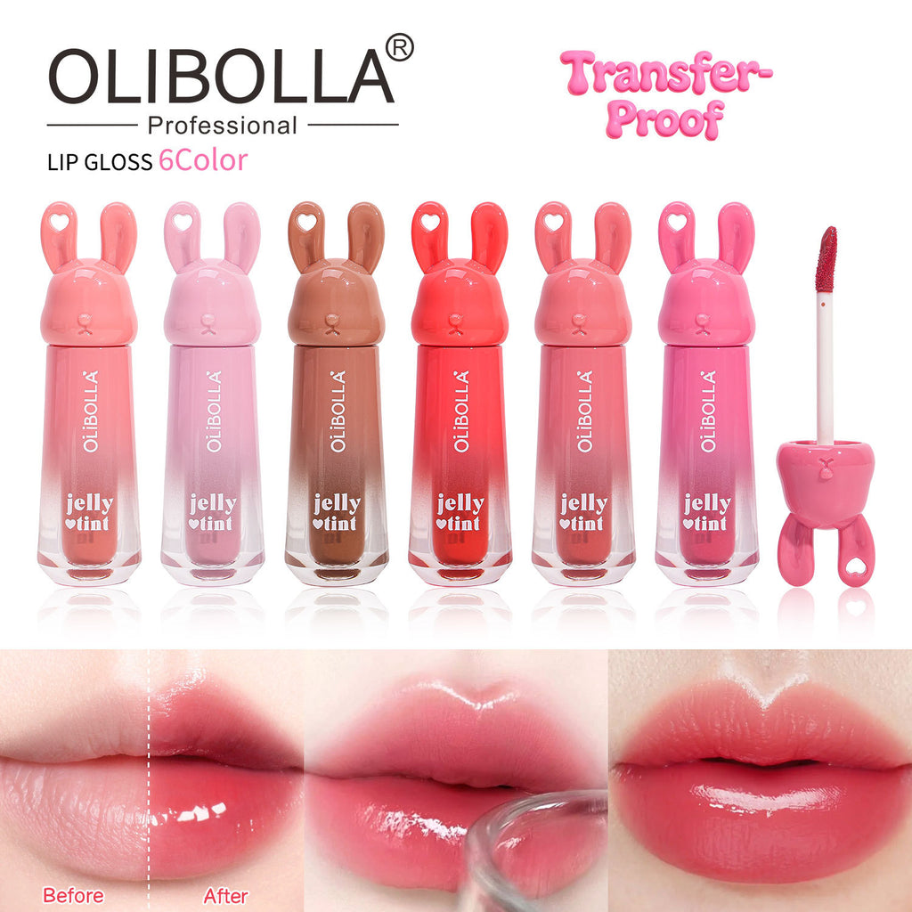 OLIBOLLA Rabbit Jelly Mirror Lip Gloss Non-stick Fade-proof