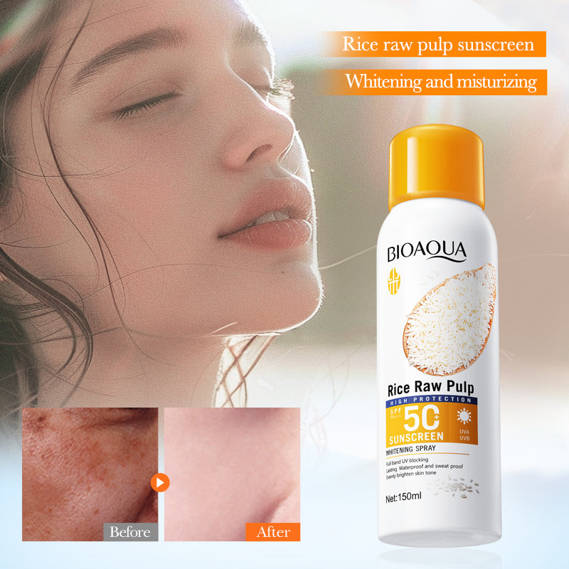 BIOAOUA Rice Original Pulp Whitening Sunscreen Spray SPF50+ PA+++ 150ml