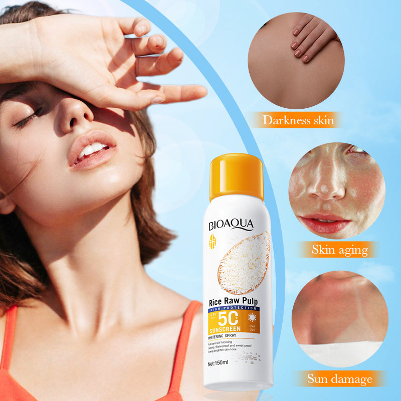 BIOAOUA Rice Original Pulp Whitening Sunscreen Spray SPF50+ PA+++ 150ml