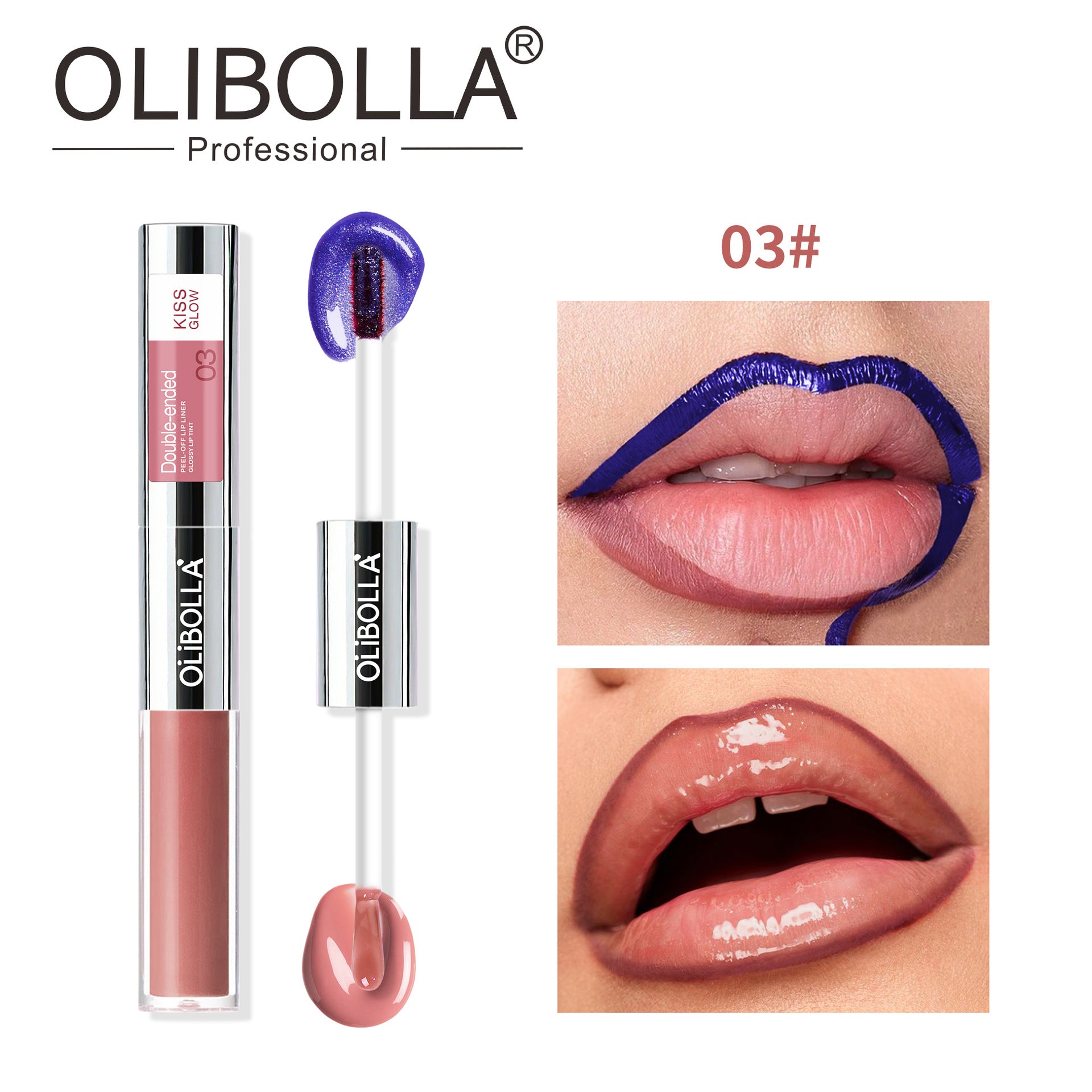 Pearlescent Blue Dual-ended Peel-off Lip Gloss & Lip Liner