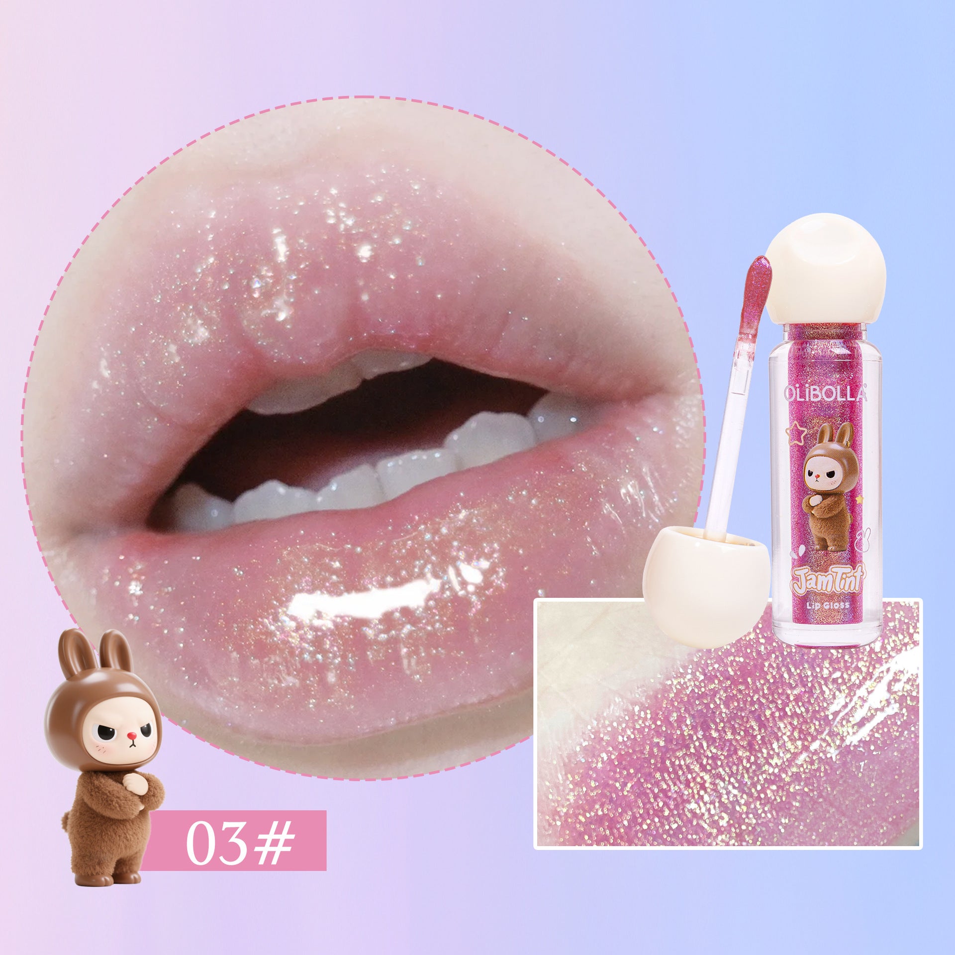 Labubu Shimmer Glow Lip Gloss, Long-Lasting, Easy to Apply, Hydrating Plump Lips