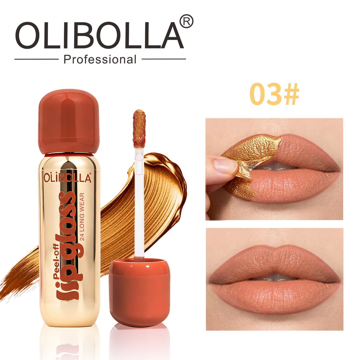 OLIBOLLA Matte Gold Peel-off Lip Liner Gloss Waterproof Long-lasting