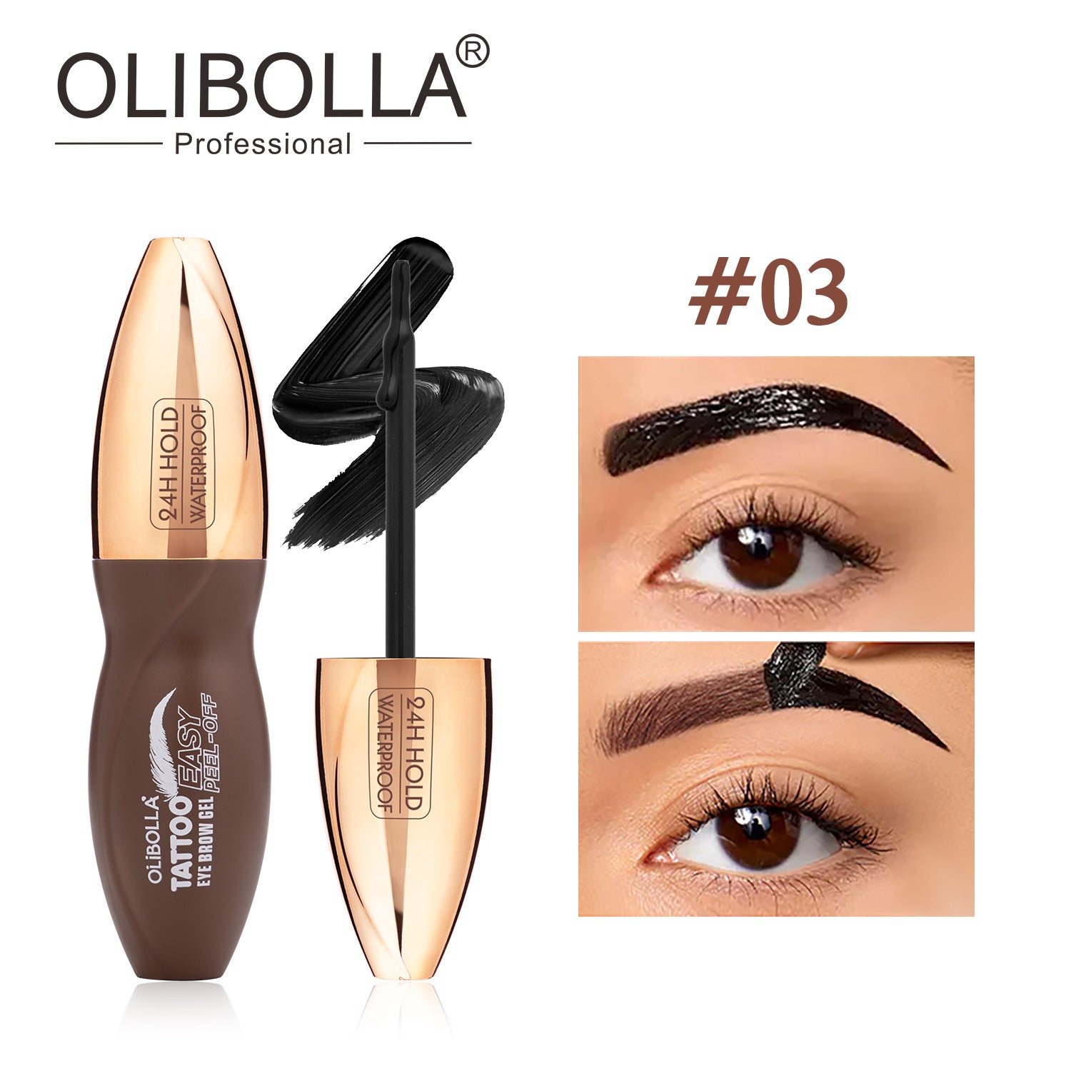 OLIBOLLA 4-Color Peel-Off Eyebrow Tint, Semi-Permanent Brow Gel.