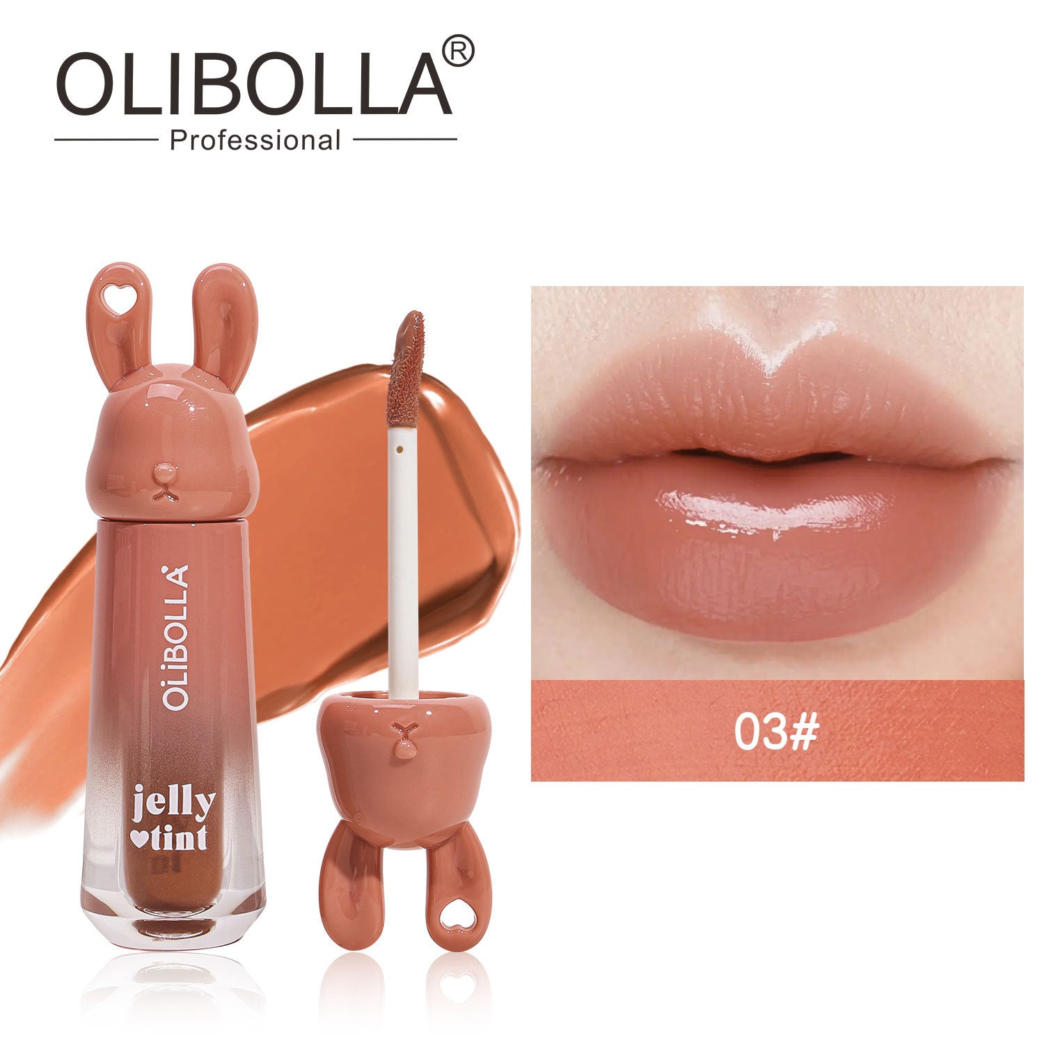 OLIBOLLA Rabbit Jelly Mirror Lip Gloss Non-stick Fade-proof
