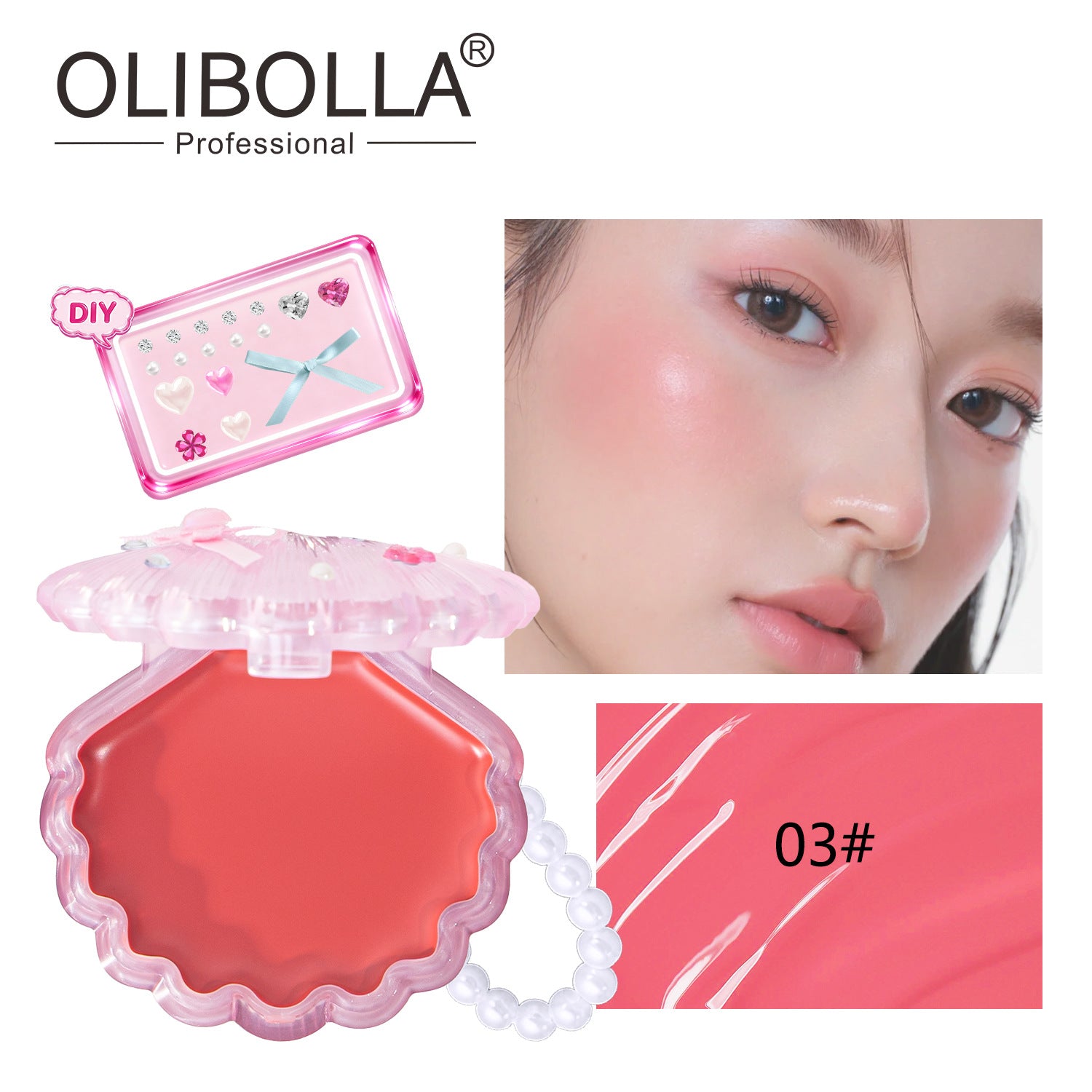 OLIBOLLA Shell Blush Balm, Multi-Use Lip & Cheek