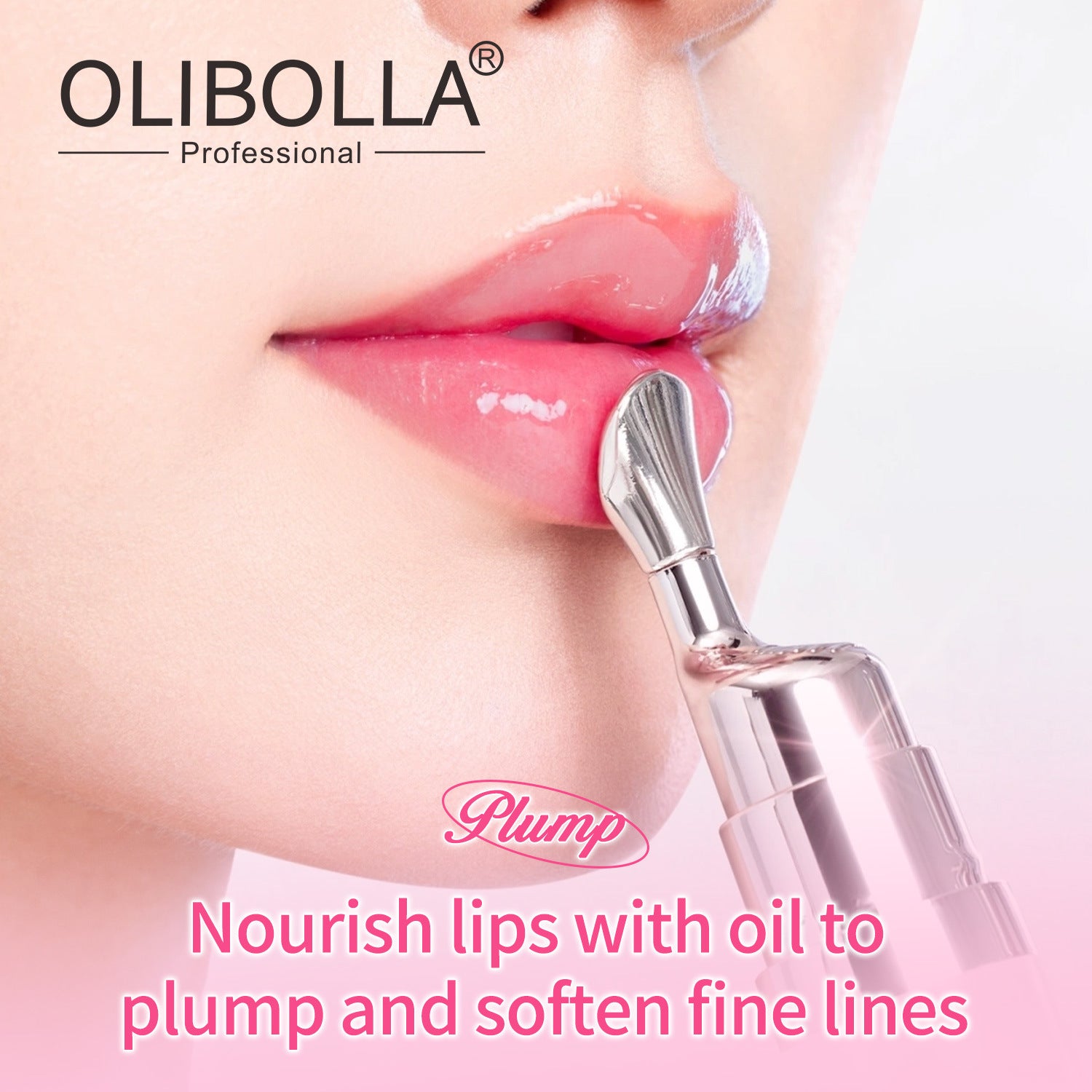 OLIBOLLA Mirror Lip Glaze with Metal Massage Tip, Lip Line Reducing
