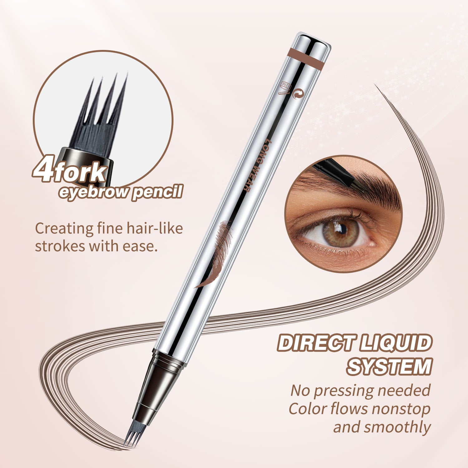 OLIBOLLA Four-Fork Liquid Eyebrow Pencil, Long-Lasting, Smudge-Proof, Waterproof & Sweat-Proof Brow Gel