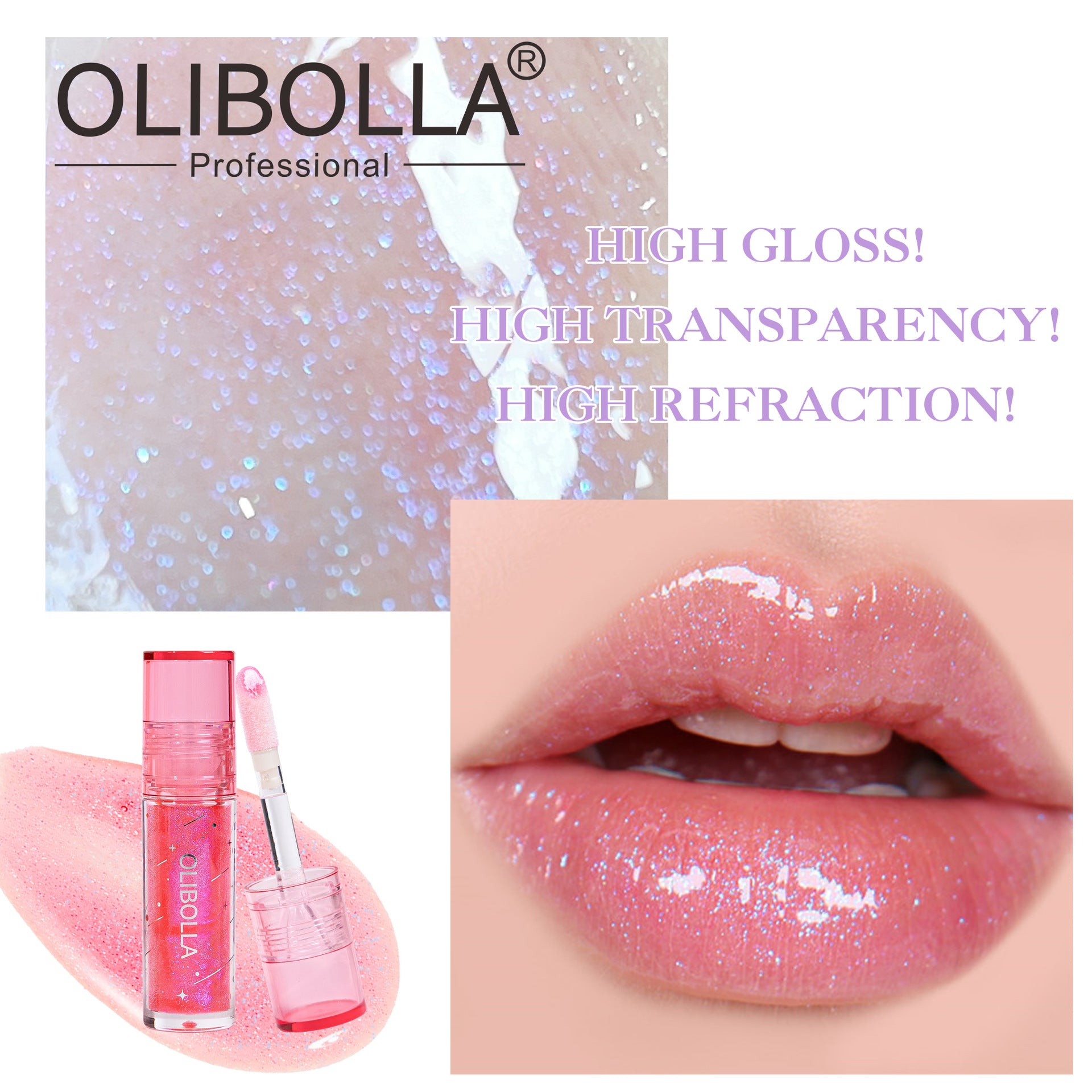 OLIBOLLA Glossy Shimmer Multi-color Lip Glaze Non-stick Cup Lip Oil