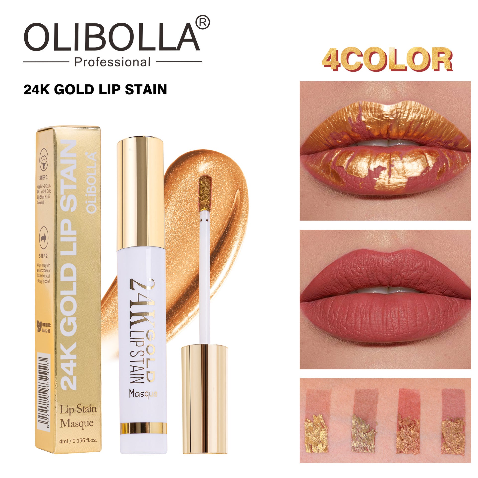 24K Gold Peel-off Lip Mask Tint Long-lasting Non-stick Lip Glaze