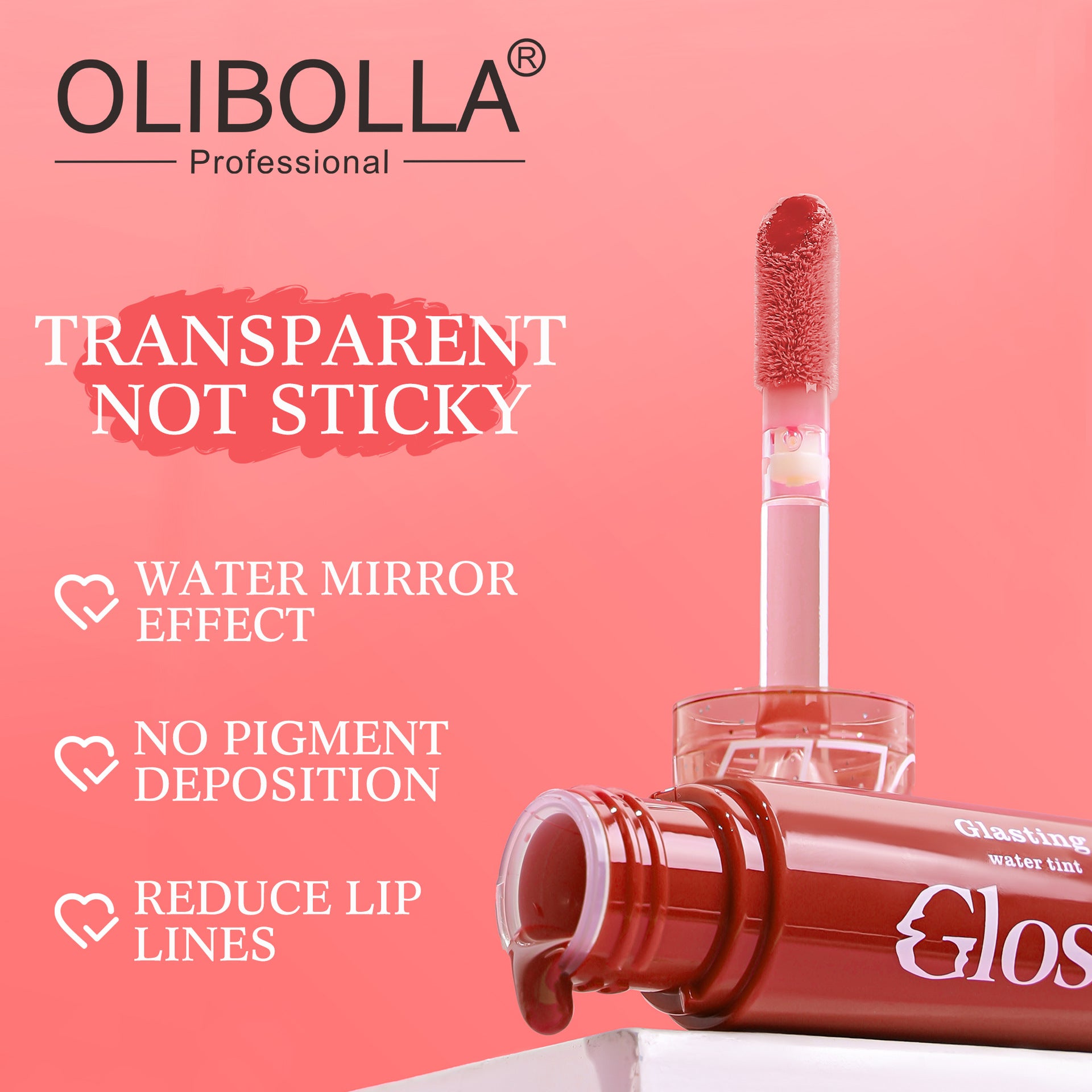 OLIBOLLA Glowing Mirror Lip Gloss Large Brush Natural Look Lipstick