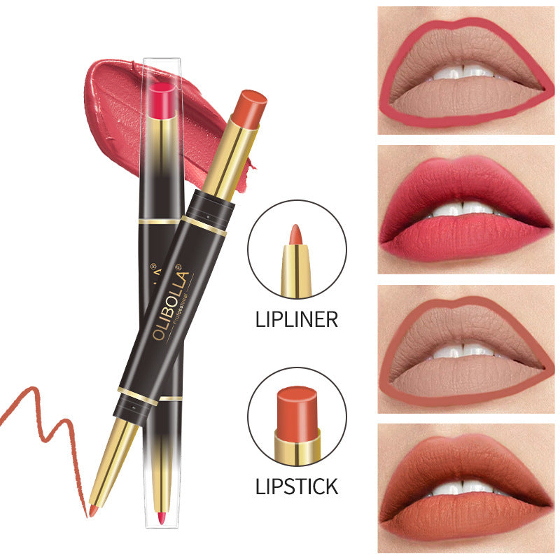 OLIBOLLA 24 Colors Double-ended Lipstick Liner Shimmer Waterproof
