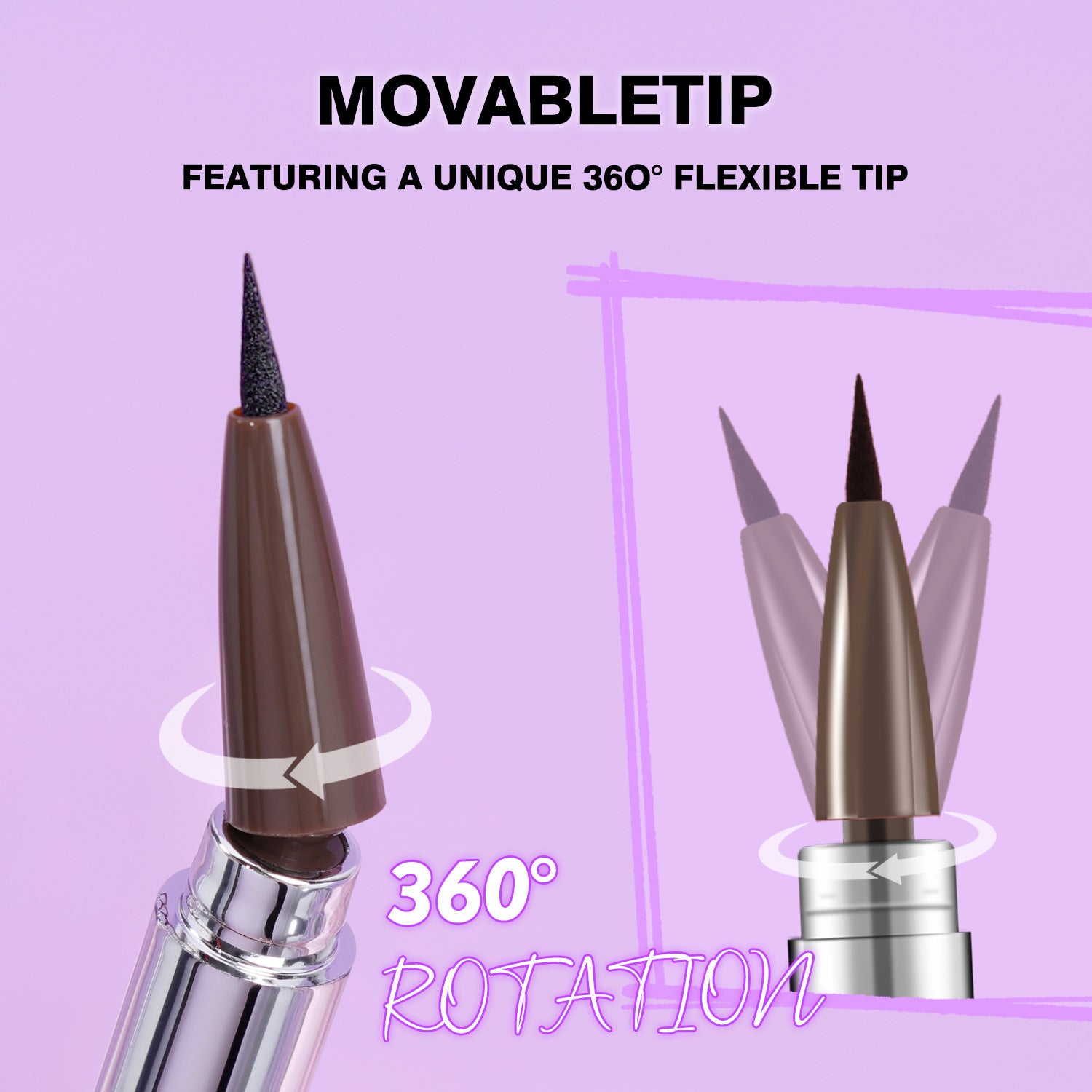 360°Rotating Tip Eyeliner Pigmented Long-lasting