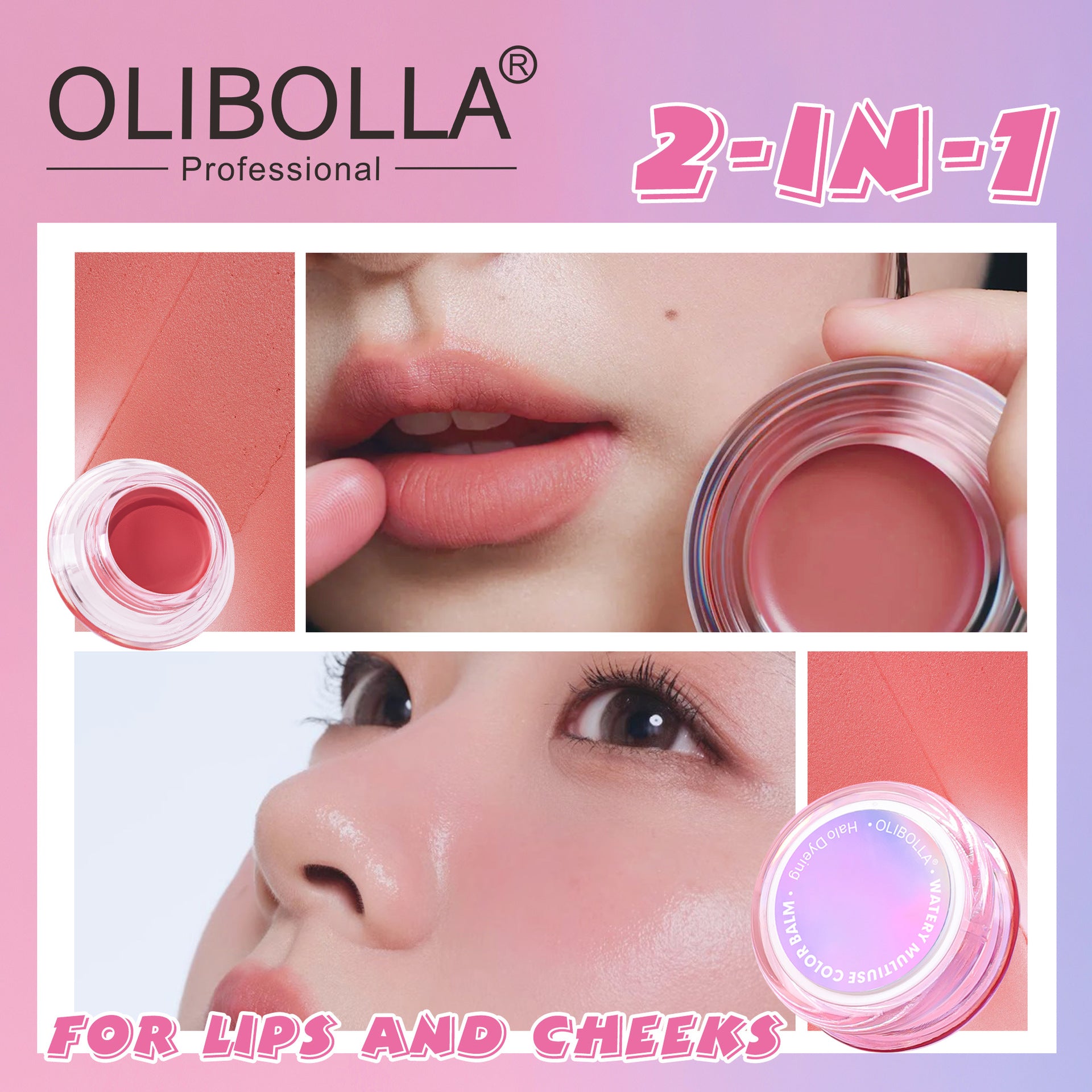 OLIBOLLA Matte & Glossy 4-Color Blush Cream, Rouge, Stereo Blush Mud