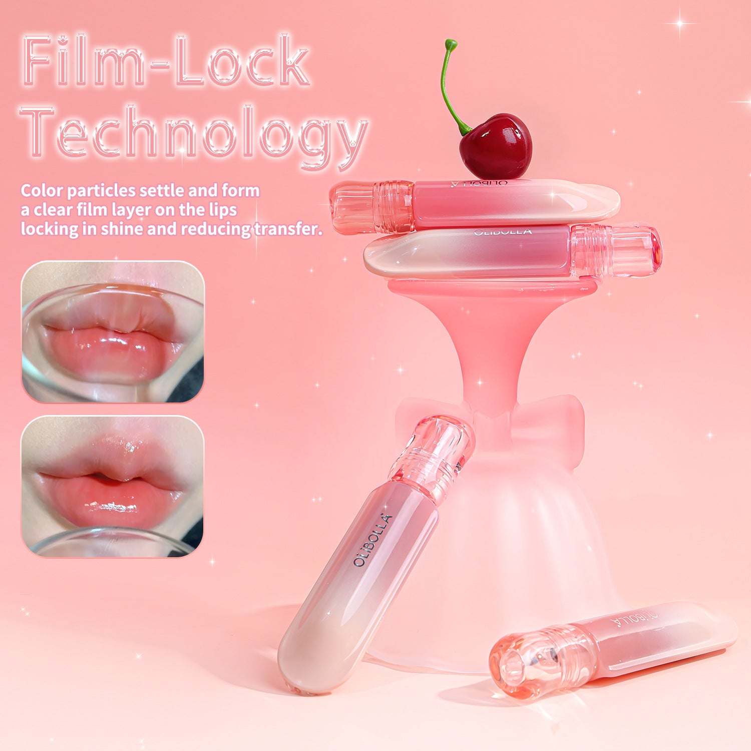 OLIBOLLA 6 Colors Mirror Gloss Lip Glaze Non-stick Cup