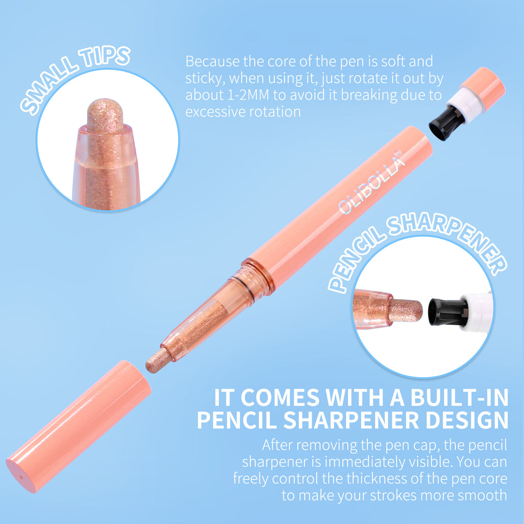 OLIBOLLA 12 Colors Highlight Eyeshadow Pen Shimmer Jelly Eyeshadow Stick