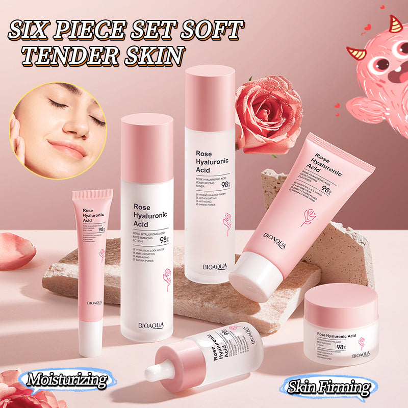 BIOAOUA Rose Hyaluronic Acid Moisturizing 6-Piece Set 20g+100g+30ml+100ml+100ml+50g