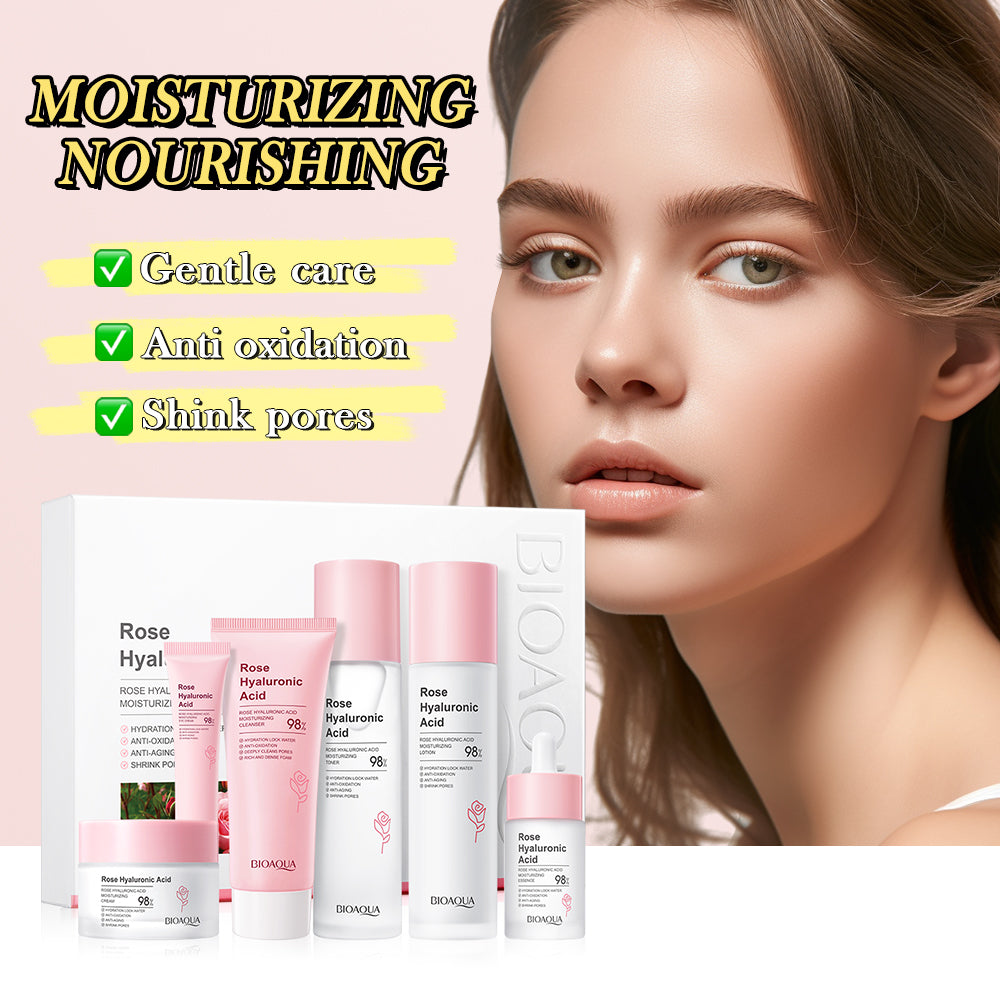 BIOAOUA Rose Hyaluronic Acid Moisturizing 6-Piece Set 20g+100g+30ml+100ml+100ml+50g