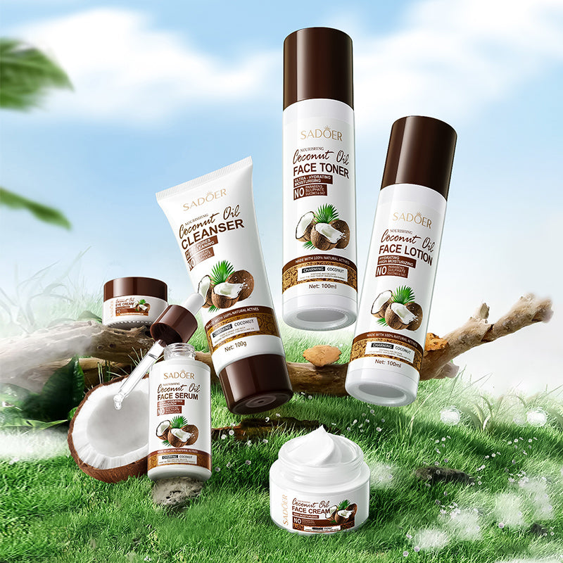 SADOER Coconut Oil Nourishing Moisturizing 6-Piece Set 100g+100ml+100ml+40ml+50g+20g