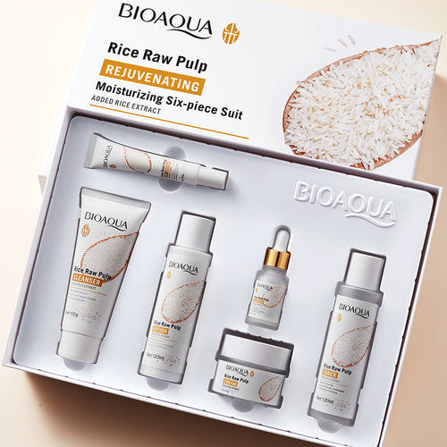 BIOAOUA Rice Original Pulp Tender Skin Moisturizing 6-Piece Set 100g+120ml+15ml+120ml+50g+20g