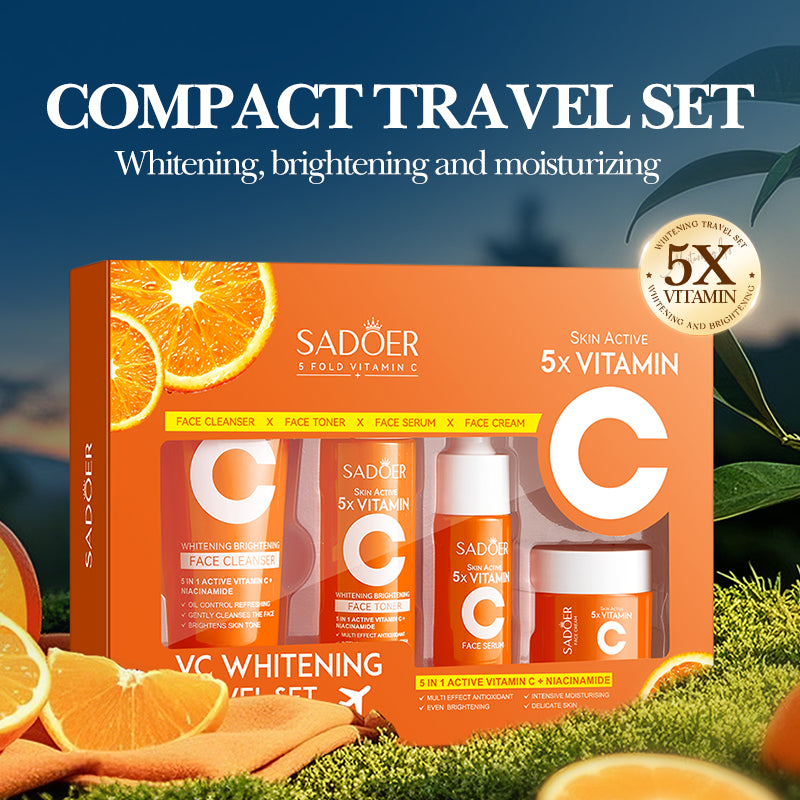 SADOER Fivefold Vitamin C Whitening Moisturizing Travel Set 30g+30ml+10ml+15g
